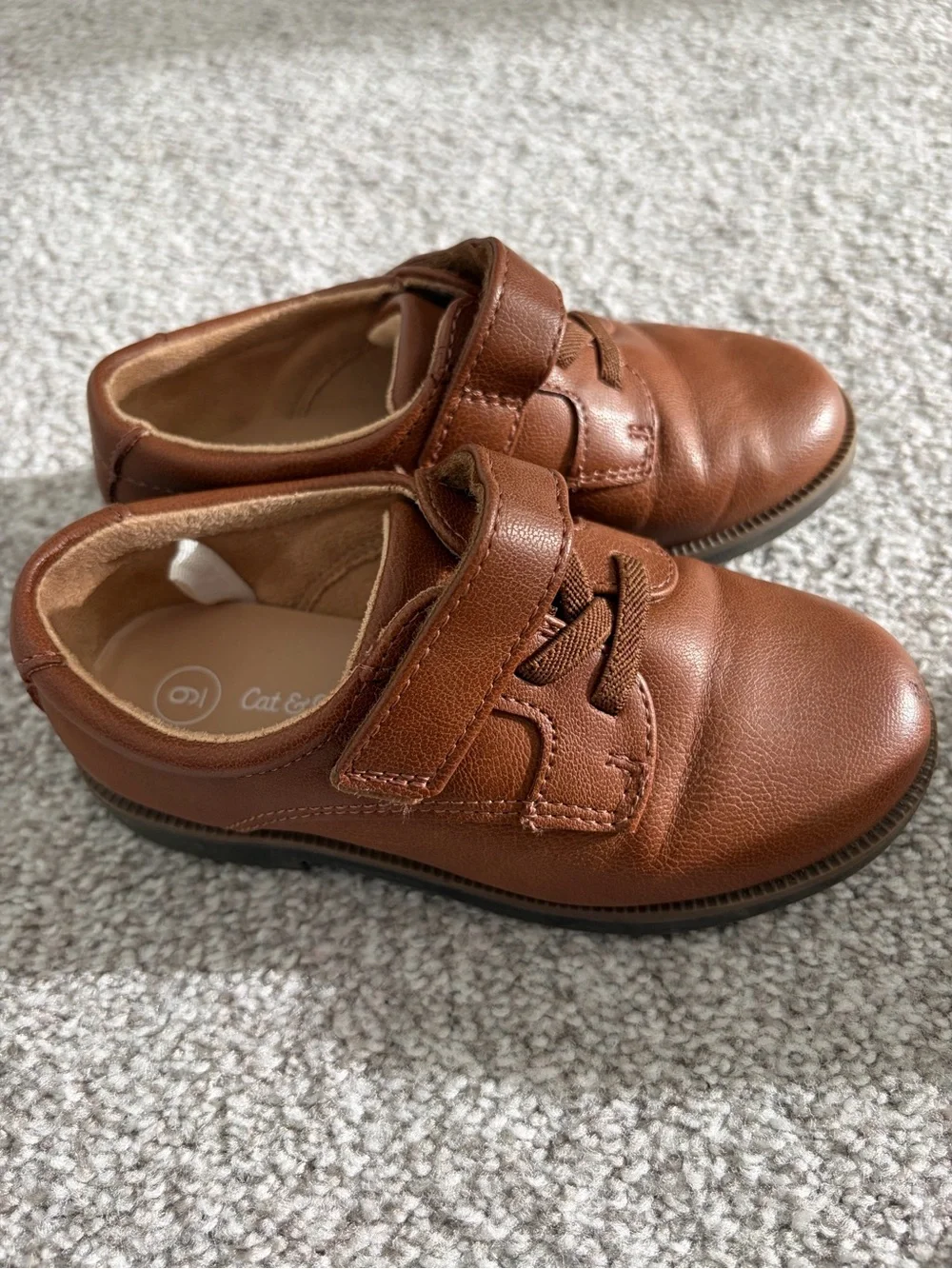 Cat & Jack Toddler Brown Velcro Dress Shoes - Size 9T